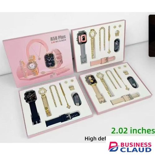 A58 Plus Smart Watch Gift Set – 1.85 HD Display, Bluetooth Calling, Fitness Tracking, Heart Rate & SpO2 Monitor, Multi-Sports Modes, Elegant Gift Package