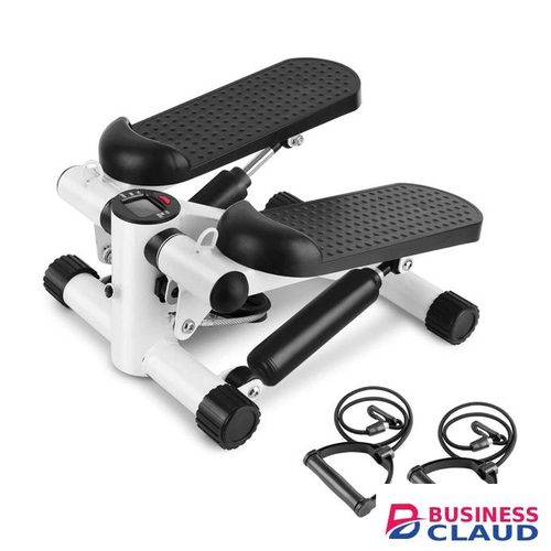 Steel and ABS Mini Stepper for Cardio, Strength Training - Adjustable Step Exercise Machine with Display Monitor and Resistance Bands for Home/Gym Fitness Workouts