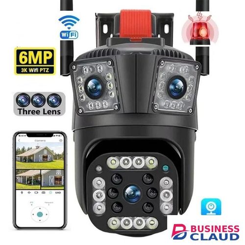 Outdoor Waterproof IP Surveillance Camera with Multi-Screen Display, Built-in Siren, and Wide-Angle Lens