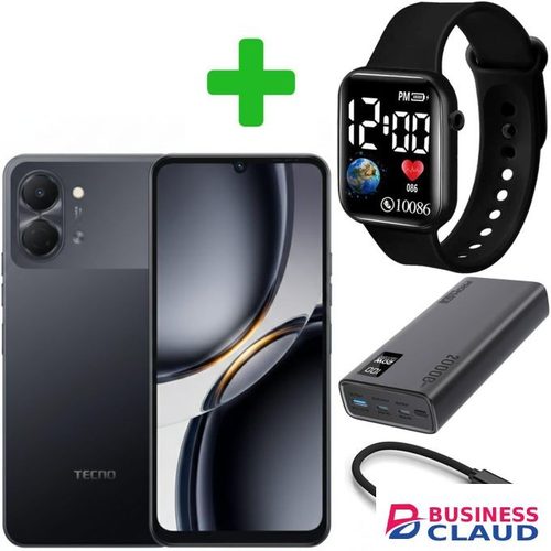 Tecno Pop 20 64GB ROM+UPTO 4GB RAM 120Hz 6.75" Display IP64 Dust & Water Resistance 13MP Camera UNISOC T7250 Processor 5000mA+(12 MONTHS WARRANTY)+Led watch+Power bank+Otg type c