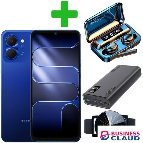 Tecno Pop 20 128GB+UPTO 8GB (4GB Extended RAM) 120Hz 6.75" Display IP64 Dust & Water Resistance 13MP Camera UNISOC T7250 Processor 5000mA+(12 MONTHS WARRANTY)+Earpods+power bank+web watch