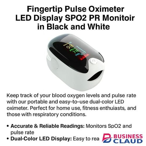 TAIFA Instant Oxygen & Pulse Monitor – Digital Finger Clip Oximeter with OLED Display – SpO2, PR bpm & PI% (Black White)