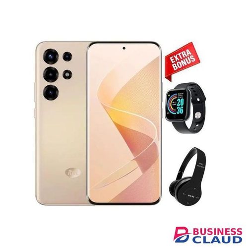 Itel SUPER S26 Ultra, (8GB ROM + 256GB RAM), 6.8" Inch, 144Hz, 3D Curved AMOLED Display, In-display fingerprint scanner, IP65, 6000mAh, Dual sim, (S.watch + P47 ) - Gold
