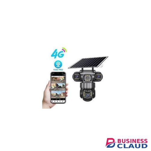 Intelligence V380 Triple Lens Three Screens Camera Solar Powered - (PIR Human Detection,Colored Night Vision, All Weatherproof, Security Video IP Camara 4mp