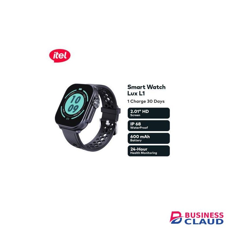 Itel Smart Watch Lux L1, 2.01" HD Display, 600mAh, IP68, 1Charge - Black