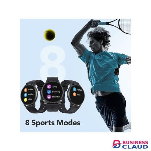 IP68 Waterproof Activity Tracker Smartwatch for Men Women with Full Touch Screen, Black, LW11