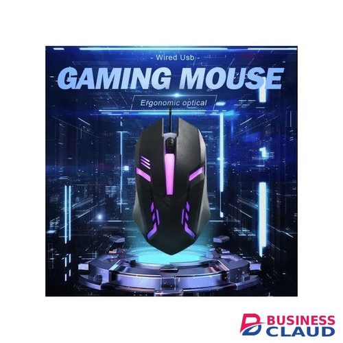 Wired USB Gaming Mouse With Colorful RGB Lighting - Black