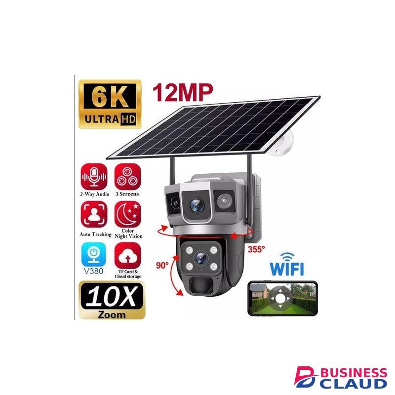 Dual Lens 6K 8MP Solar IP Camera WiFi Outdoor CCTV PTZ Home Security System Cam Dual Lens Three Screens Fixed Camera PTZ