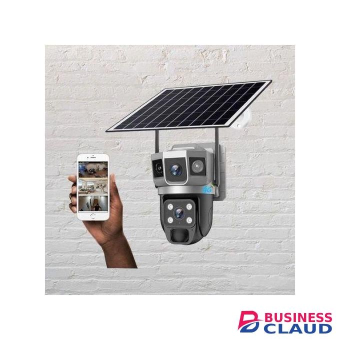 Dual Lens 4MP Solar IP Camera WiFi Outdoor CCTV PTZ Home Security System Cam Dual Lens Three Screens Fixed Camera PTZ