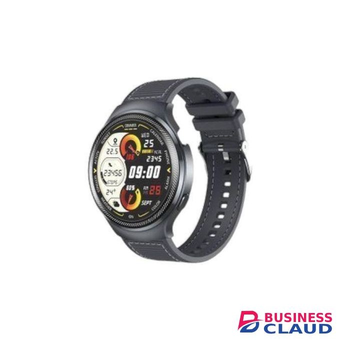 Itel Smartwatch Edge R1 Pro 043, 1.43 Super “AMOLED Display, 5 minute charge, 24-Hour Usage,IP68 Waterproof with leather strap - black