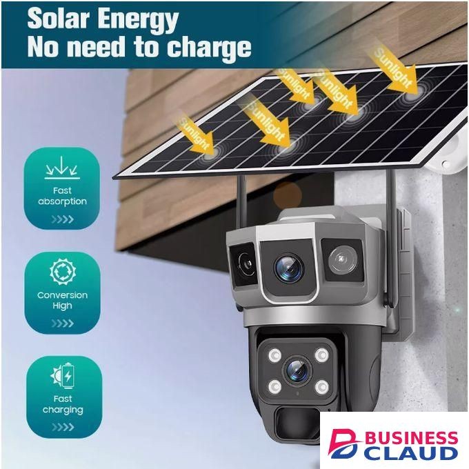 Solar Light Dual Lens 4MP Solar IP Camera WiFi Outdoor CCTV PTZ Home Security System Cam Dual Lens Three Screens Fixed Camera PTZ