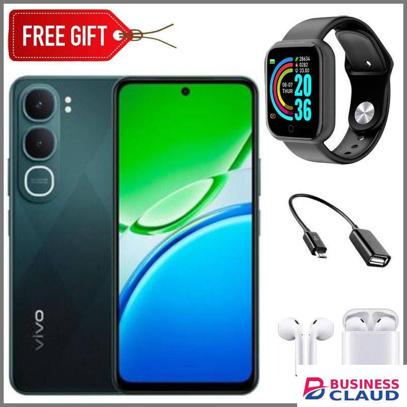 Vivo Y21d (4GB RAM + 128GB ROM) - 6500mAh 5-Year Health Battery, IP69+ Waterproof, 44W FlashCharge, 90Hz Display-Green+Smartwatch+otg+Earpods