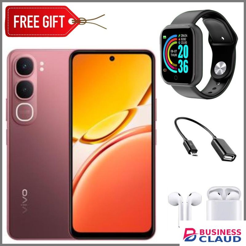 Vivo Y21d (6GB RAM + 128GB ROM) - 6500mAh 5-Year Health Battery, IP69+ Waterproof, 44W FlashCharge, 90Hz Display-Coral Red+Smartwatch+otg+Earpods