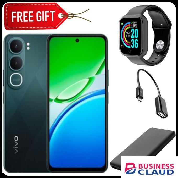 Vivo Y21d (4GB RAM + 128GB ROM) - 6500mAh 5-Year Health Battery, IP69+ Waterproof, 44W FlashCharge, 90Hz Display-Green+Smartwatch+otg+Power Bank