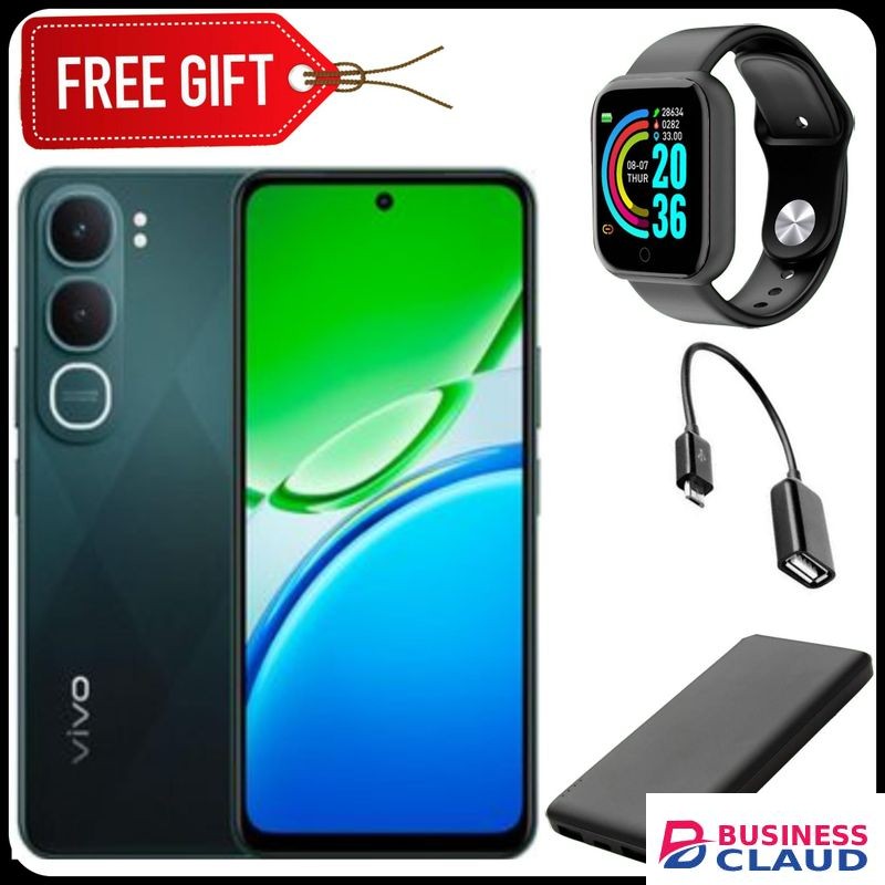 Vivo Y21d (8GB RAM + 256GB ROM) - 6500mAh 5-Year Health Battery, IP69+ Waterproof, 44W FlashCharge, 90Hz Display-Green+Smartwatch+otg+Power Bank