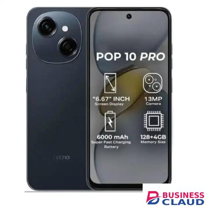 Tecno POP 10, 6.67'', 64GB +3GB RAM (+3GB Extended) (Dual SIM), 5000MAh - Black (1YR WRTY)