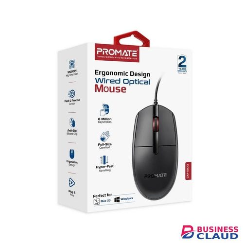 Promate Ergonomic Design Wired Optical Mouse CM-1200