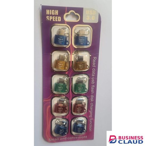 High-Speed USB 3.0 OTG Adapters with Keychain - Type-C- Fast Data Read/Charging Function, Small & Portable Keyring for Easy Carry, Compatible with All USB Devices, Supports OTG Peripherals- Mouse, Keyboard, Flash Drive, U-Disk (Blue, Gold, Green, & Red)