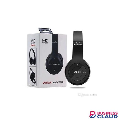P47 Foldable Wireless Bluetooth Headphone - Black+free Gift