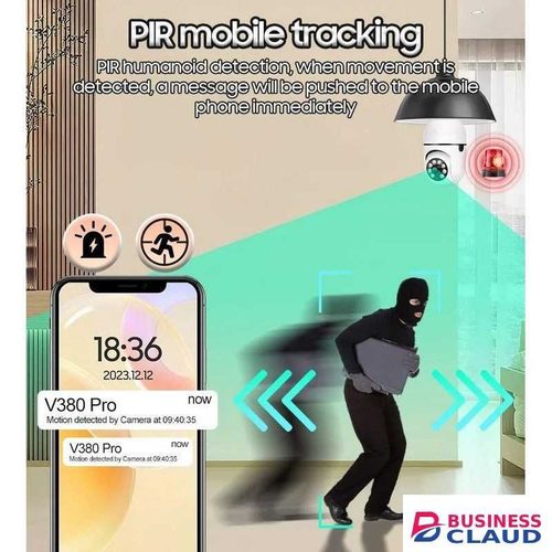 CALUS 360° PTZ Smart Wi-Fi Bulb Camera V380 Pro E27 Night Vision Security Baby Monitor
