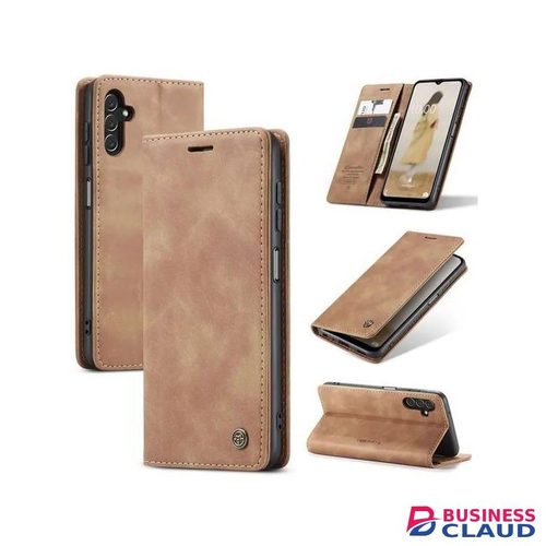 Caseme Brown Soft Leather Wallet Flip Cover Case for Samsung Galaxy A14