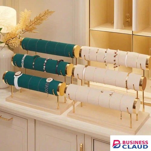 3-Tier Velvet Jewelry Display Stand Bracelet and Watch Organizer Holder Multi-Layer Bangle Display Rack Necklace & Bracelet Display Stand Jewelry Storage Stand for Counter/Shop