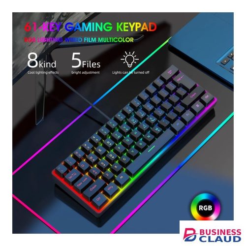 Gaming mechanical keyboard wired mini keyboard 61 keys RGB backlit