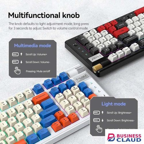 97% Layout with Knob Keyboard 97 Key Hot-Swappable Anti-Ghosting Red Switch RGB Backlit Mechanical Pc Gaming Keyboard
