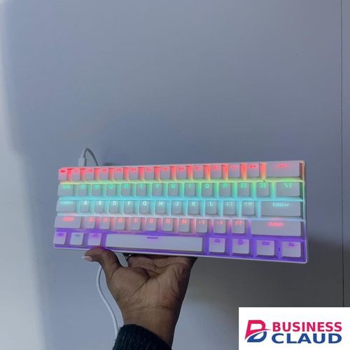 60 Percent Mechanical Gaming Keyboard Ergonomic Durable Mini White Gaming Keyboard with Red Switches