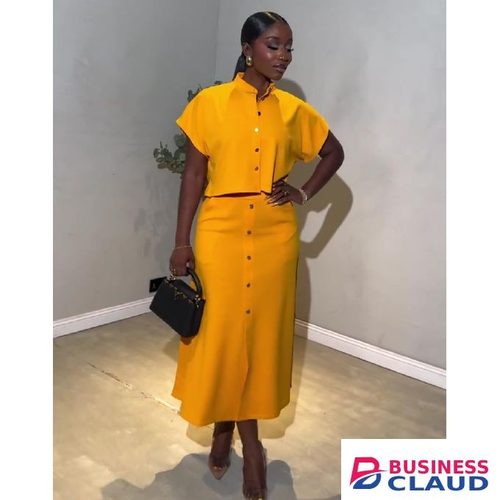 Elegant 2 piece Mastard yellow skirt