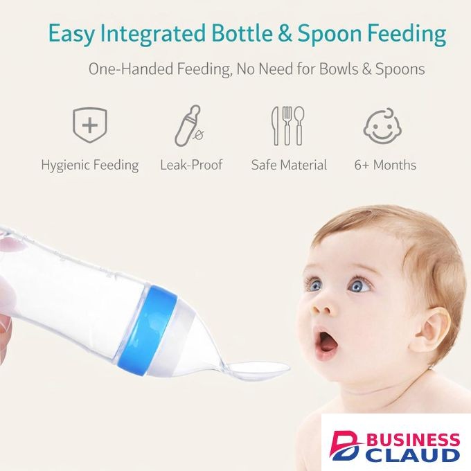 90ml Baby Squeezing Feeding Spoon Silicone Bottle Rice Cereal Feeder for Infants