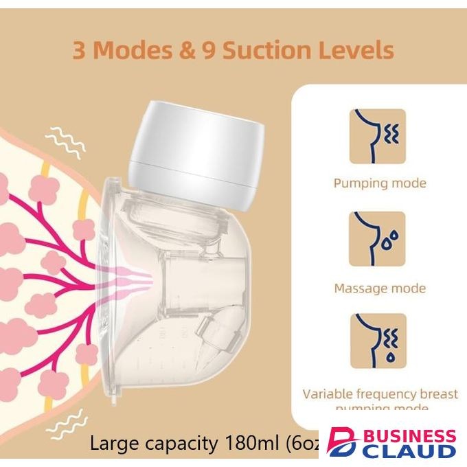 Wearable Hands Free Electric Breast Pump Silent, Breast Pump Baby Bottle - White