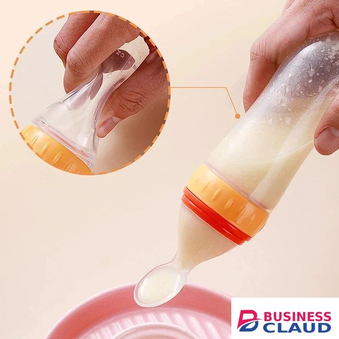 2Pc Silicone Squeezing Suction Cup Feeding Spoon Baby Feeder