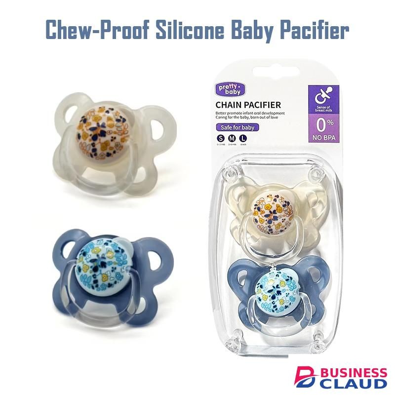 Food Grade Silicone Baby Pacifier Twin Pack - BPA Free Soothing Pacifiers for Infants
