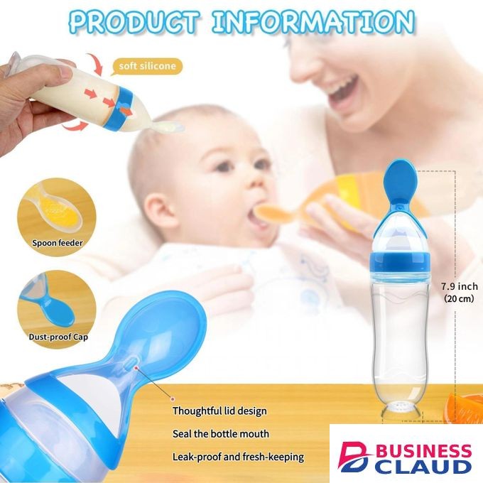ShebSheb 3 Oz(90ML) Baby Food Feeder, Silicone Baby Feeder, Food Dispensing Spoon, Squeeze Spoon for Boys Girl Kids Toddlers
