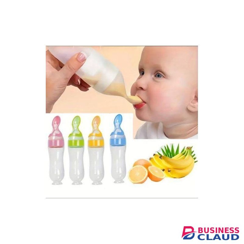 90ml Soft Silicone Baby Feeding Bottle With Spoon Tip