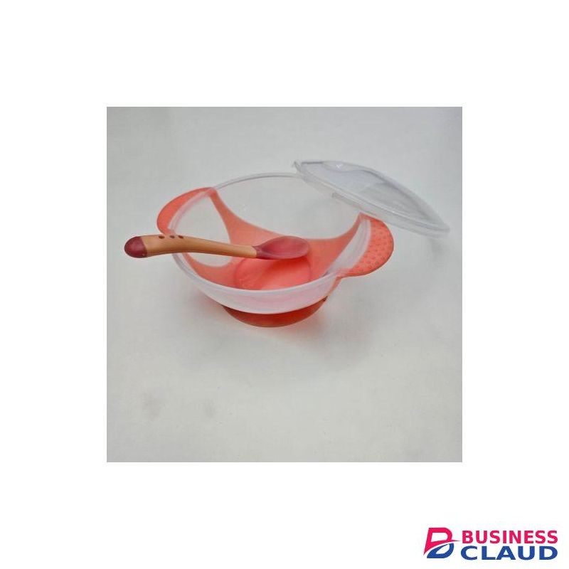 baby feeding bowl with a spoon
