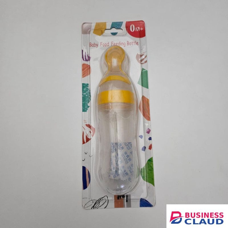 Silicone Feeding Bottle with Spoon – Soft, Squeeze Design for Baby Feeding & Weaning