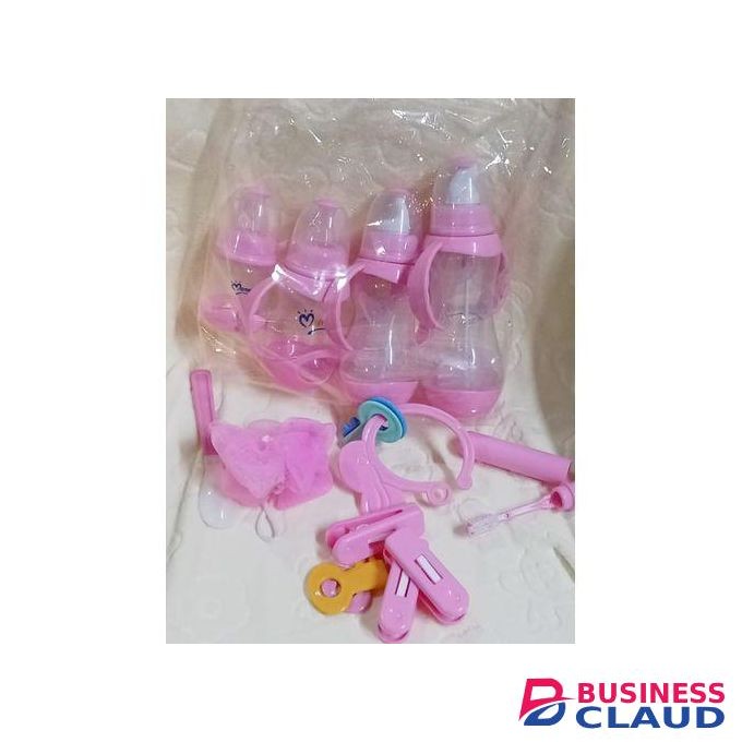 4 PC's feeding bottle, pacifier, rattles Newborn Baby Feeding Gift Set