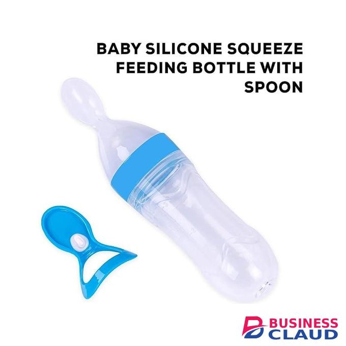 Mini Baby Silicone Squeeze Bottle Spoon, Safe Baby Feeding Bottle With Spoon For Toddlers/Kids/Babie (Multicolor) - 2 Pieces