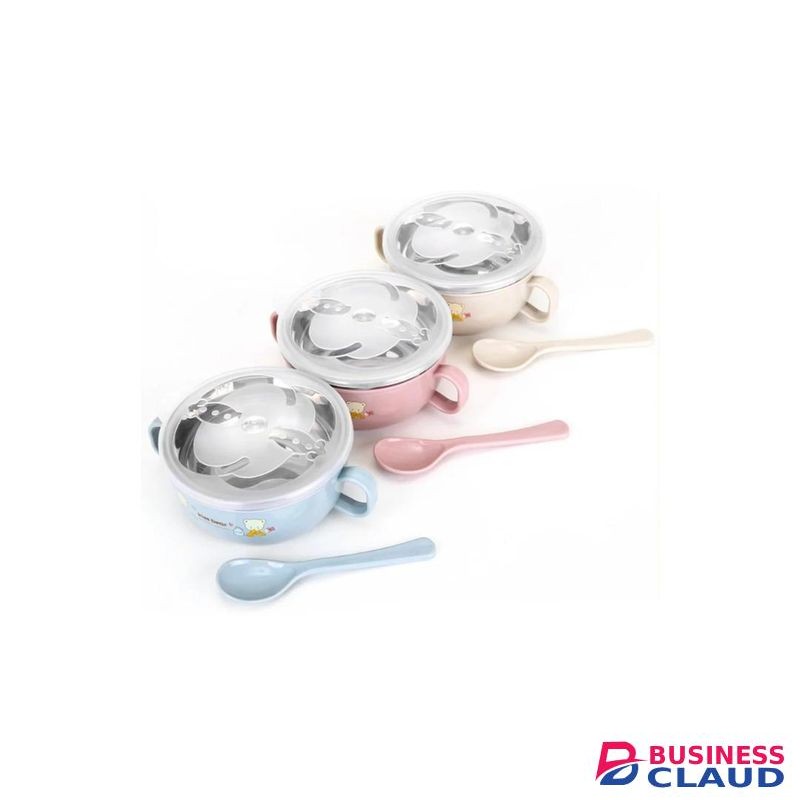 Insulated Stainless Steel Baby Feeding Bowl and spoon +Hot Water Food Warmer Slot