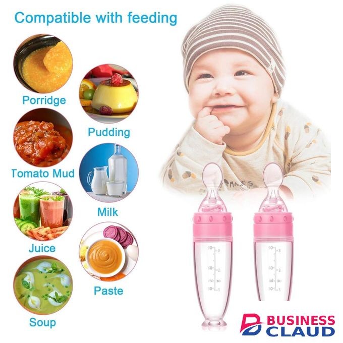 Silicone Baby Spoons Baby Feeding Spoon With Standing Base For Infant 0-24 Months Dispensing And Feeding (pink)
