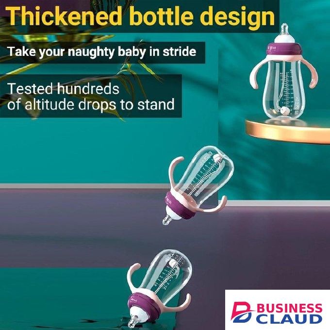 New Baby Bottle Mom Easy PP Baby Feeding Bottle, Nipple, Cross Hole Bottle, Breast Milk Bottle, Nipple, Silicone Straw, Bottle with Handle, Baby Water Bottle, Baby Bottle without BPA MAROON