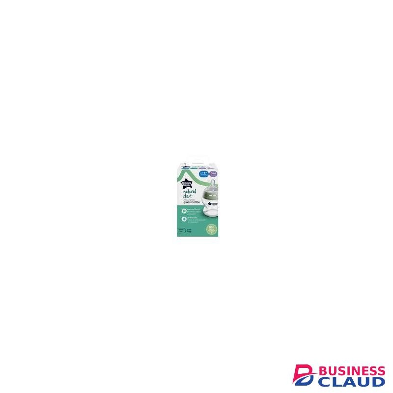 tommee tippee Natural Start Glass Anti-Colic Baby Bottle with Slow Flow Breast-Like Teat, 150ml, 0m+, Self-Sterilising, Baby Feeding Essentials, Pack of 1