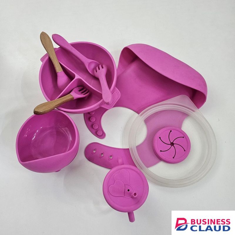 Baby Silicone Feeding Set – Suction Bowl, Spoon & Bib