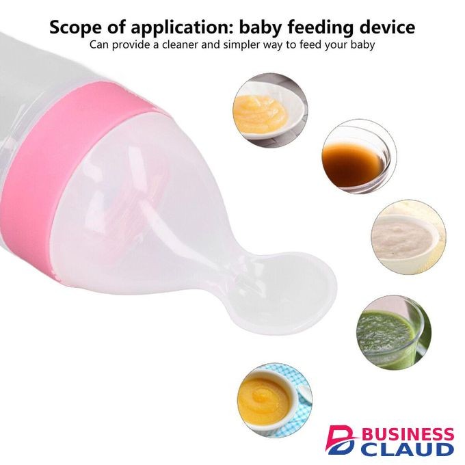 Soft Silicone baby feeding bottle with spoon tip