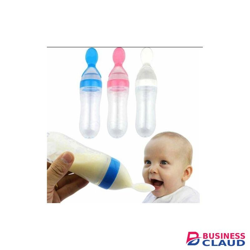 Unisex Baby Silicone Squeeze Feeding Bottle Spoon FoodCereal Feeder