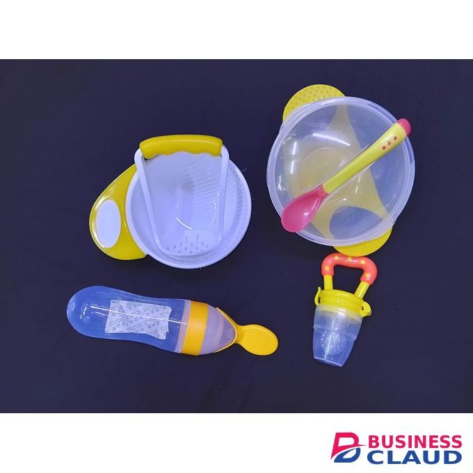 4 Pack Baby Weaning : Masher, Feeding Bowl , Fruit Feeder, Silicon Squeeze Feeder..004