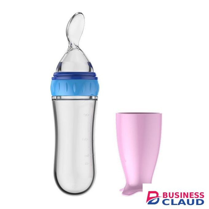 Fashion Baby Silicone Squeeze Feeding Bottle With Spoon Feeder 90ML