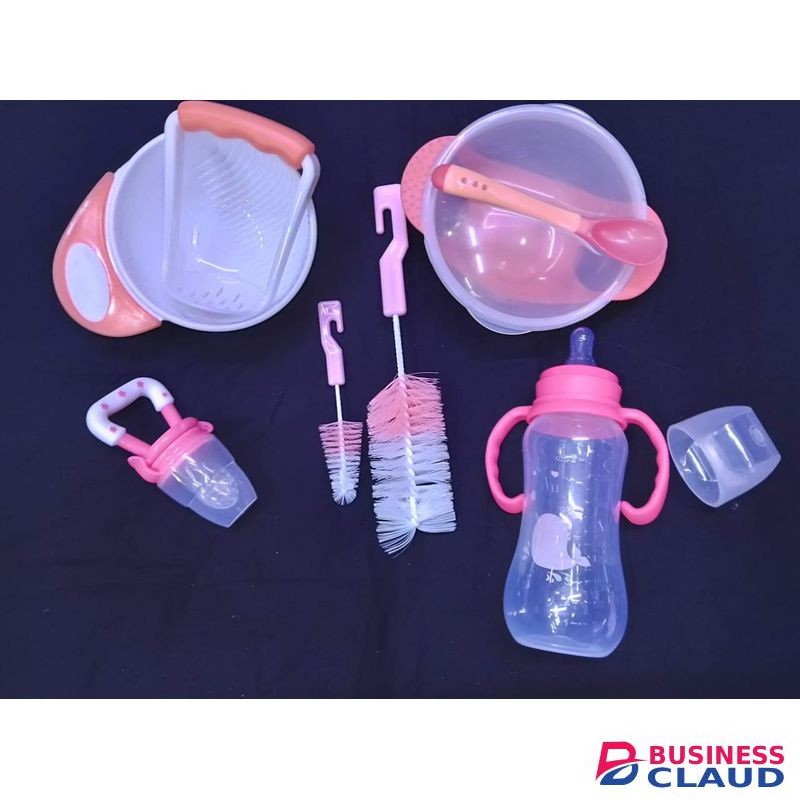 5 Pack Baby Weaning : Bib , Masher,feeding Bottle, Fruit Feeder,feeding Bowl